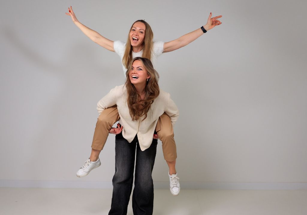 Julia on Millie's back