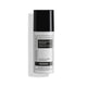 Skincare bottle with black cap and white label on a white background