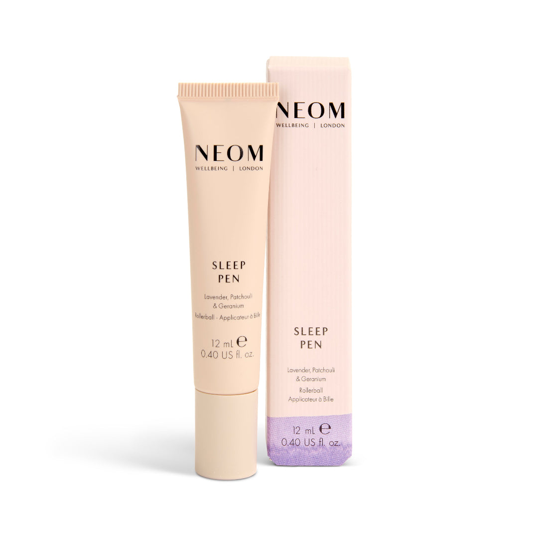 NEOM Sleep Pen packaging on a white background