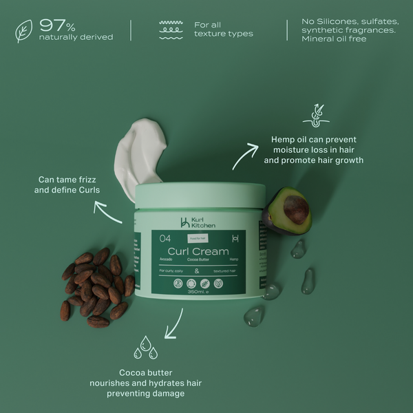 Kurl Kitchen Avocado and Hemp Curl Cream 350ml