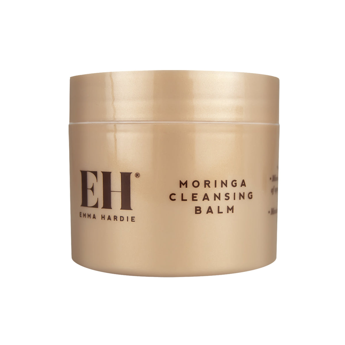 Gold jar of Emma Hardie Moringa Cleansing Balm on a white background