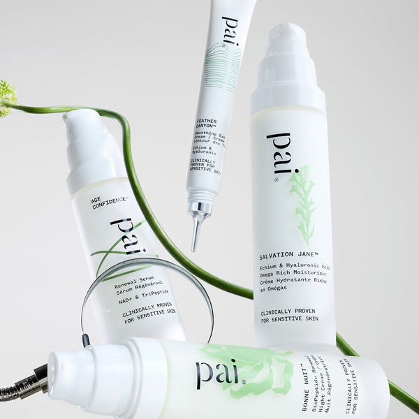 Set of Pai skincare products on a neutral background