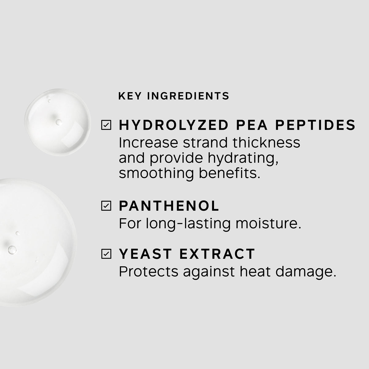 Key ingredients of a skincare product with text on a light gray background