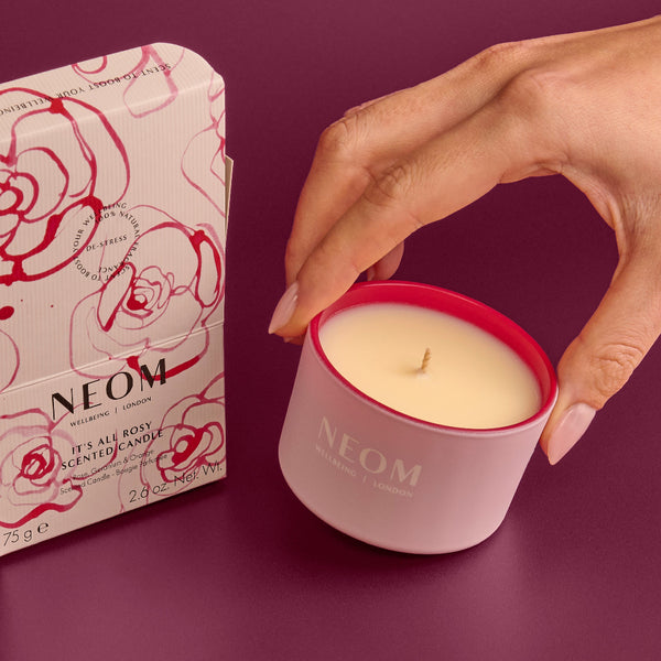 NEOM Wellbeing It’s All Rosy Travel Candle 75g