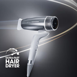 Hair dryer with a dark background and light effects