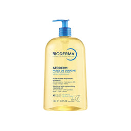 Bioderma Atoderm shower oil bottle on a white background