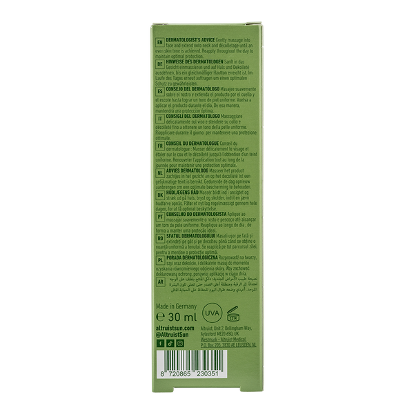 Back label of a skincare product with text and branding on a white background