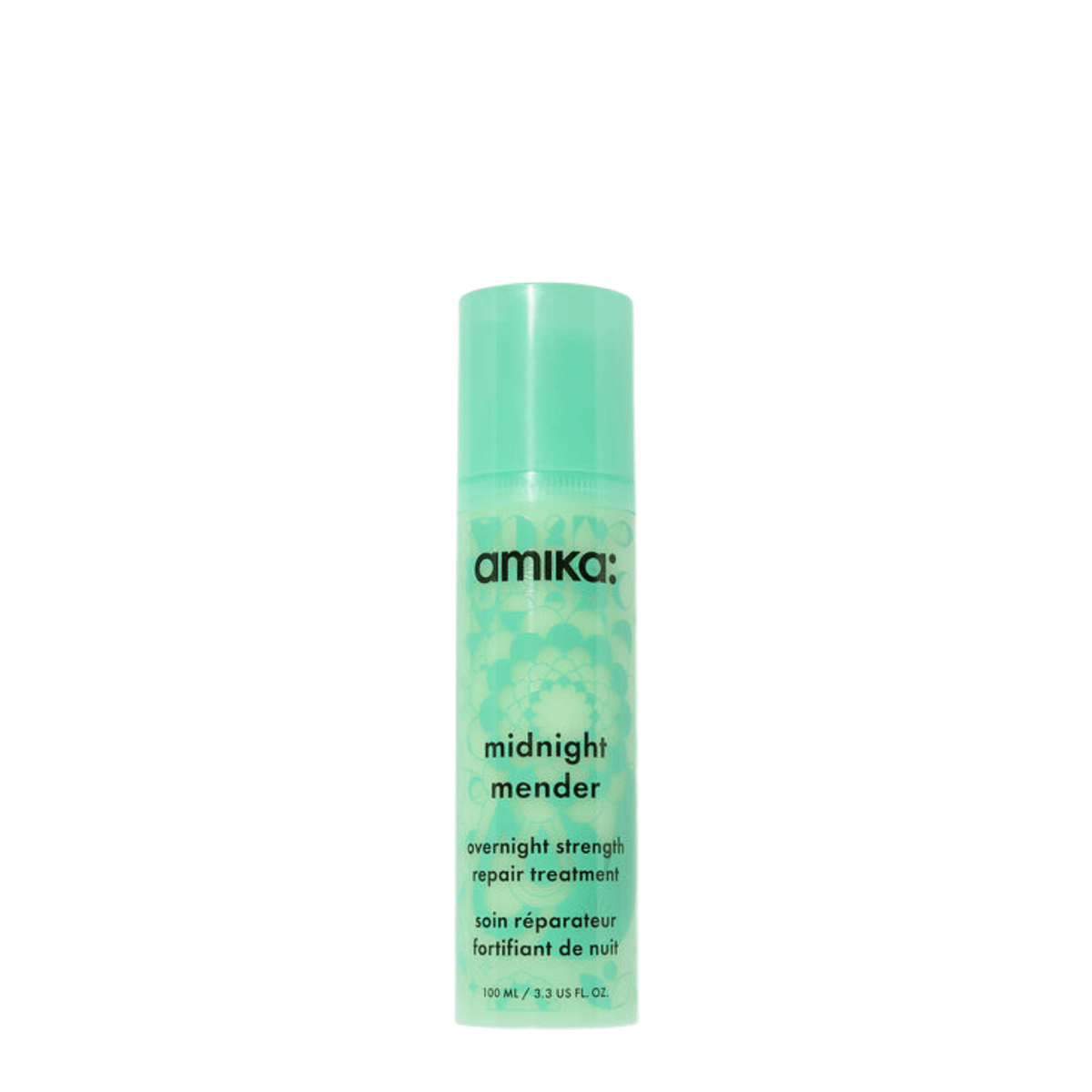 Amika Midnight Mender repair treatment bottle on a white background