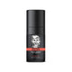 Black face serum bottle with branding on a white background