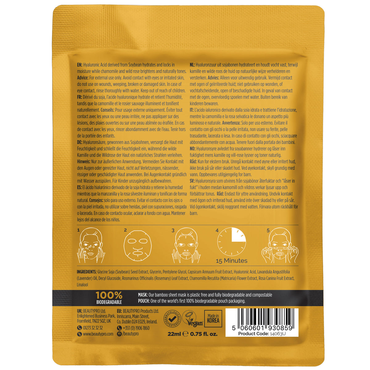 BEAUTYPRO HYALURONIC ACID Hydrating Sheet Mask