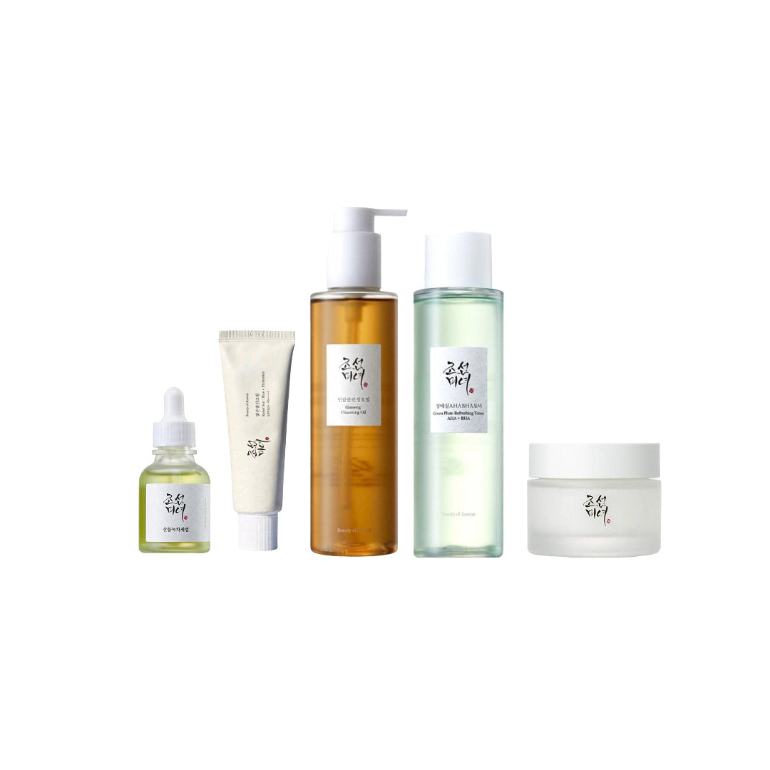 Set of skincare products on a white background
