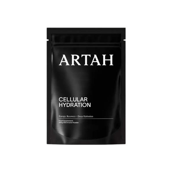 Black packaging of ARTAH Cellular Hydration on a white background