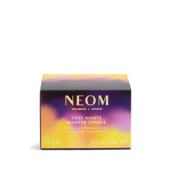 NEOM Cosy Nights scented candle packaging on a white background