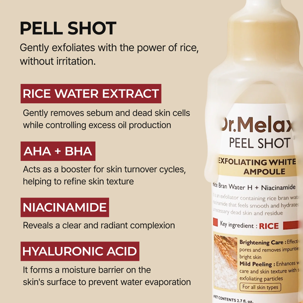 Dr. Melaxin Peel Shot Exfoliating White Rice Ampoule 80ml