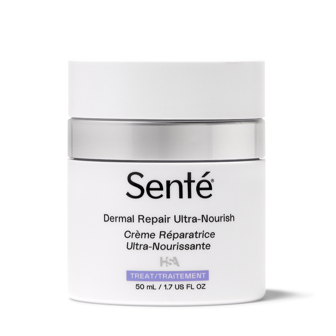 Skincare jar labeled 'Sente' on a white background