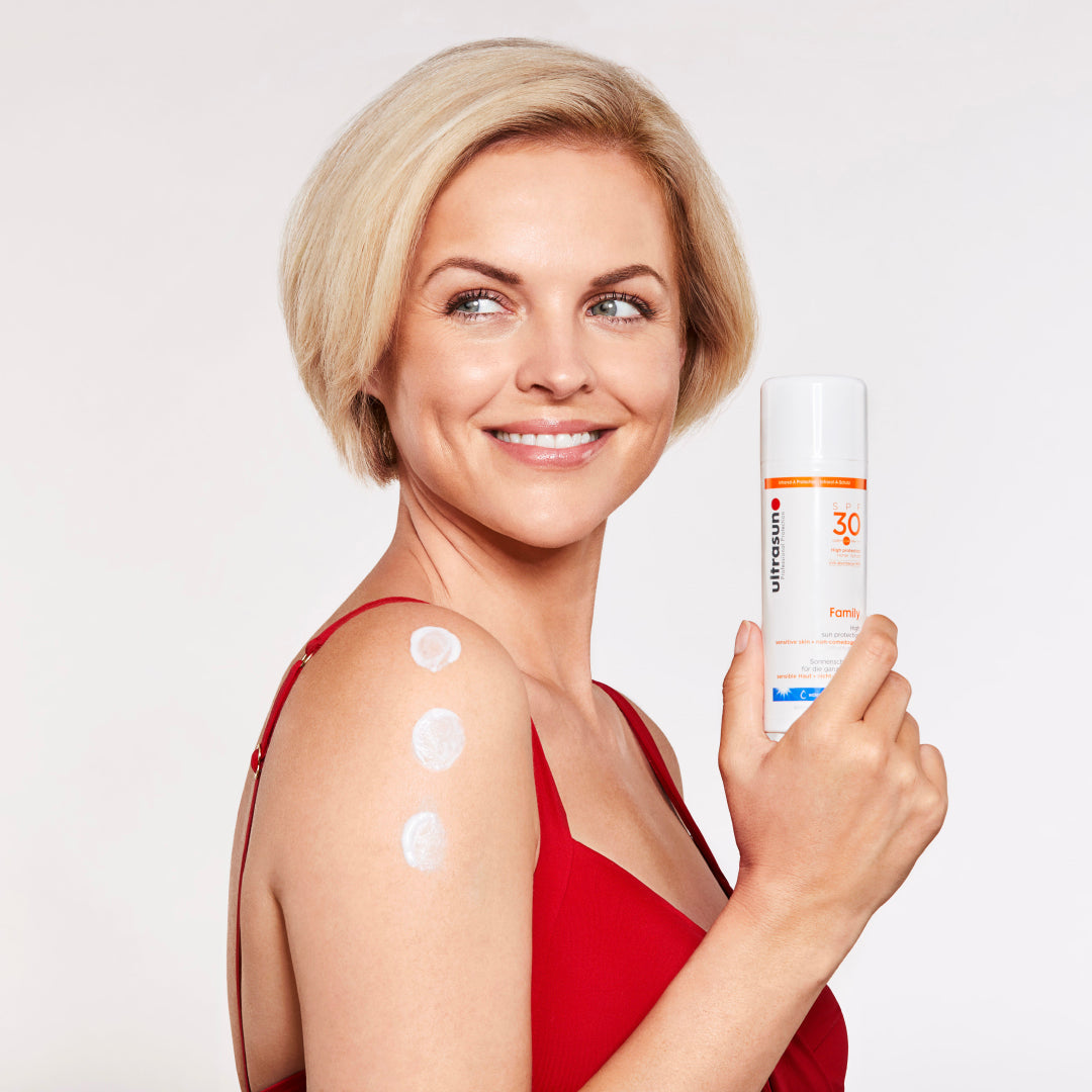 Ultrasun Family SPF 30 150ml being applied to arm