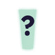 Light green tube with a black question mark on a white background