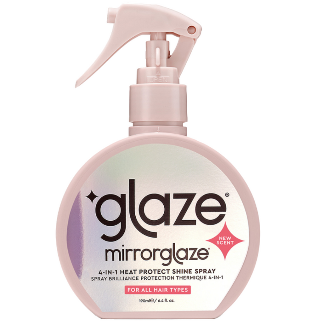 Mirrorglaze hair spray bottle on a white background