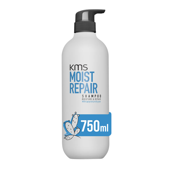 KMS Moist Repair shampoo bottle with pump on a white background