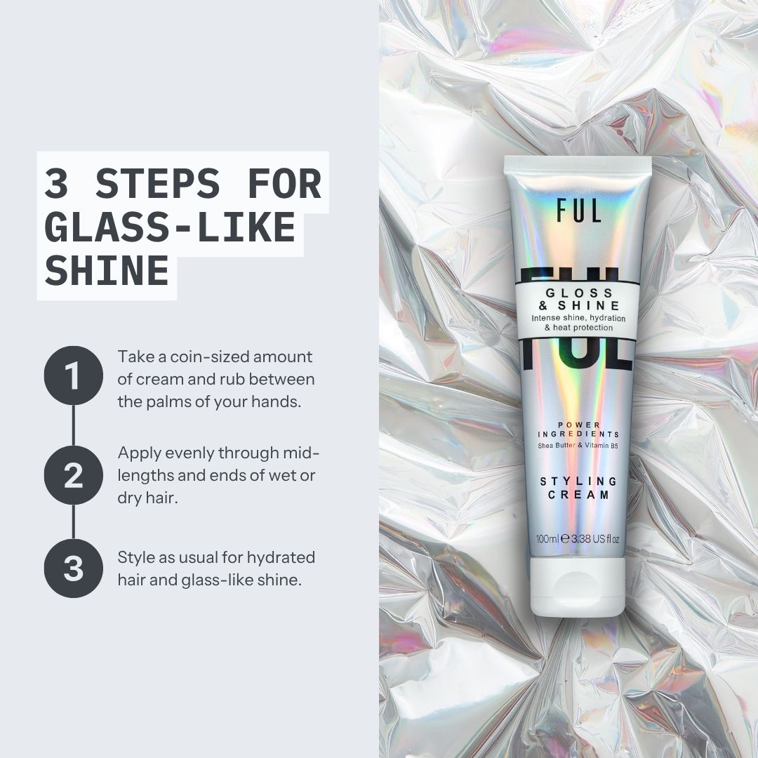 Ful Gloss & Shine styling cream tube with instructions on a white background