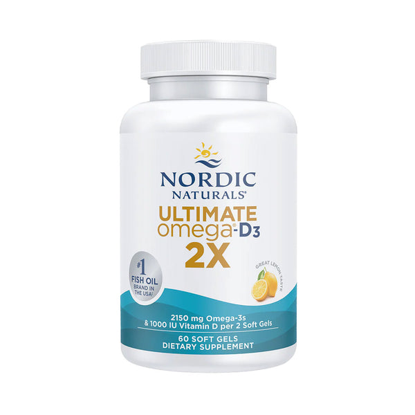 Nordic Naturals Ultimate Omega 2X with Vitamin D3 2150mg Lemon 60 Softgels
