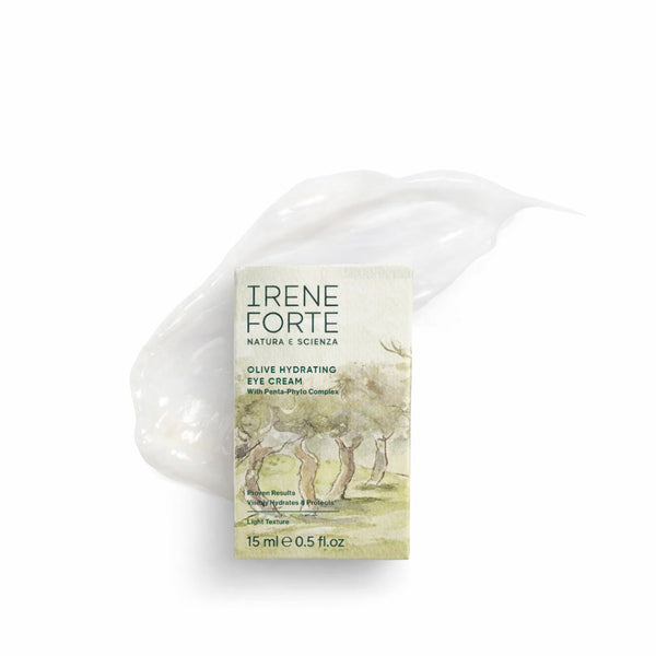 Irene Forte olive hydrating eye cream packaging on a white background