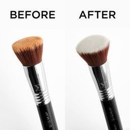 Two makeup brushes with 'Before' and 'After' labels on a white background