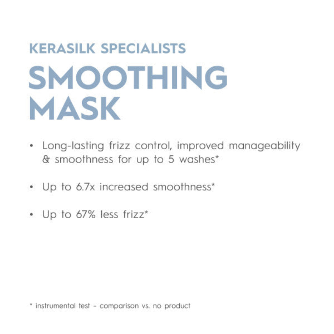 Advertisement for Kerasilk Specialists Smoothing Mask with text on a white background