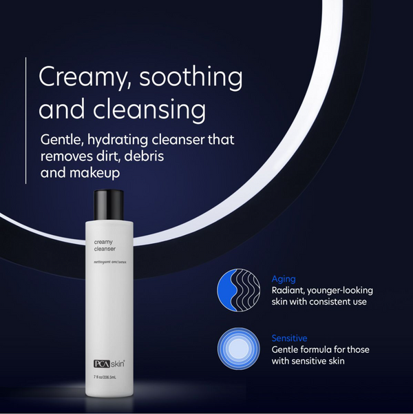 creamy, soothing and cleansing, gentle, hydrating cleanser that removes dirt, debris and makeup