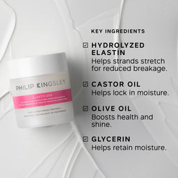 Philip Kingsley hair care product with key ingredients listed on a white background