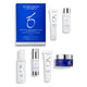 ZO Skin Health skincare products including a blue box, bottles, and jars on a white background.