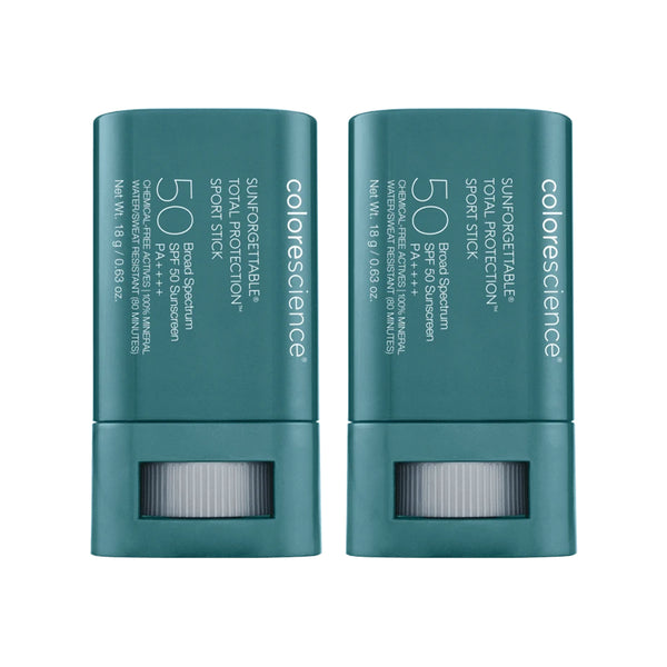 Two Colorescience Sunforgettable Total Protection Sport Stick SPF 50 next to each other
