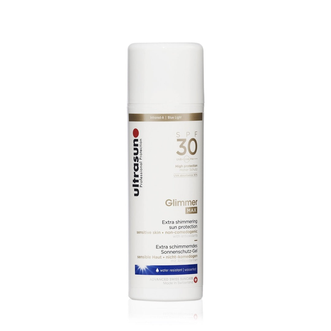 White Ultrasun Glimmer MAX SPF 30 150ml bottle